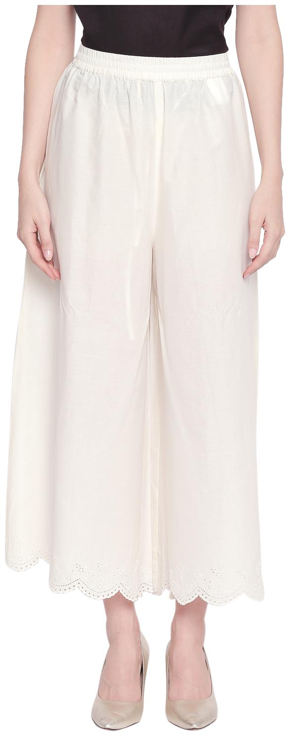 

Rangmanch By Pantaloons White Solid Straight Palazzo