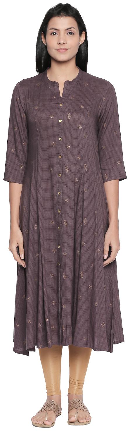 

Rangmanch By Pantaloons Women Grey Printed Straight Kurta
