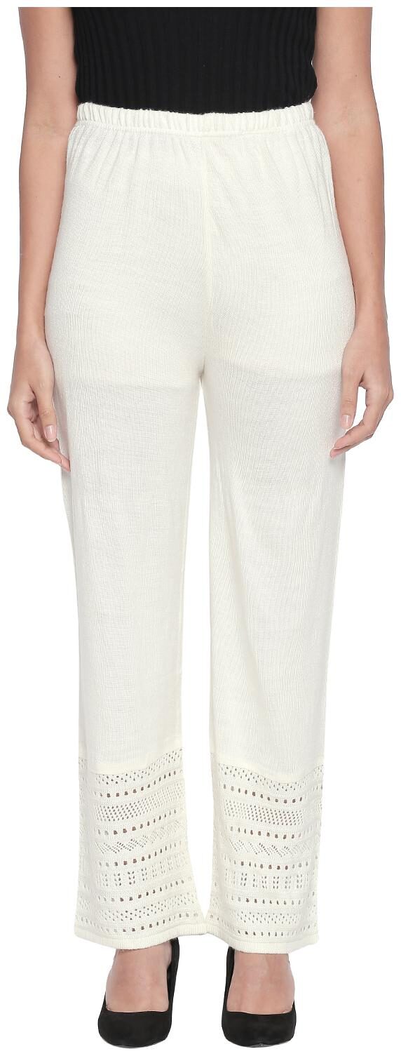 

Rangmanch By Pantaloons White Solid Straight Palazzo