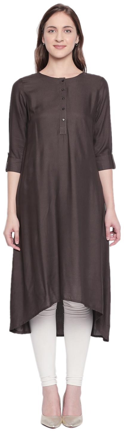 

Rangmanch By Pantaloons Women Grey Solid Assymetrical Kurta