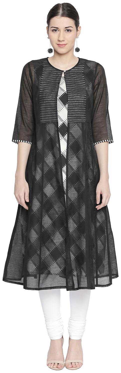 

Rangmanch By Pantaloons Women Black Solid Layered Kurta