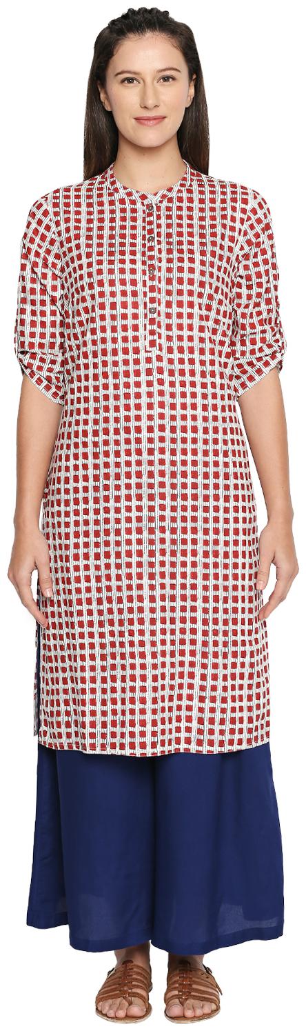 

Rangmanch By Pantaloons Women Red Printed Straight Kurta