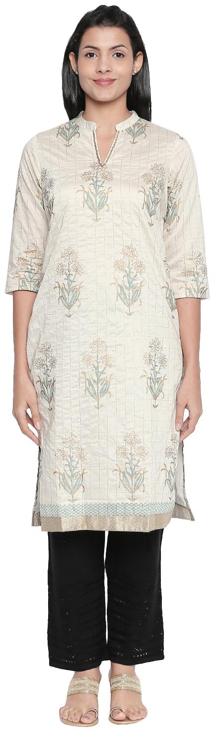 

Rangmanch By Pantaloons Women Off White Floral Layered Kurta
