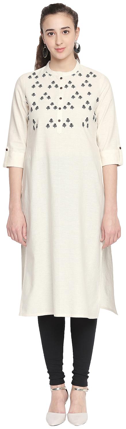 

Rangmanch By Pantaloons Women White Solid Straight Kurta