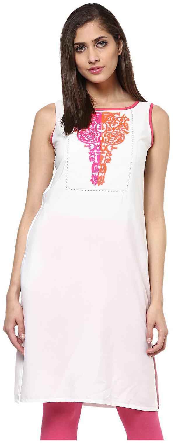 

Rangmanch By Pantaloons Women White Solid Straight Kurta