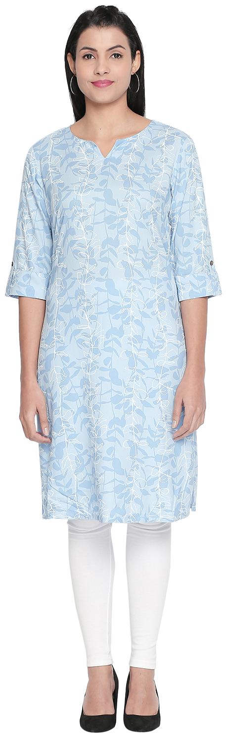 

Rangmanch By Pantaloons Women Blue Printed Straight Kurta