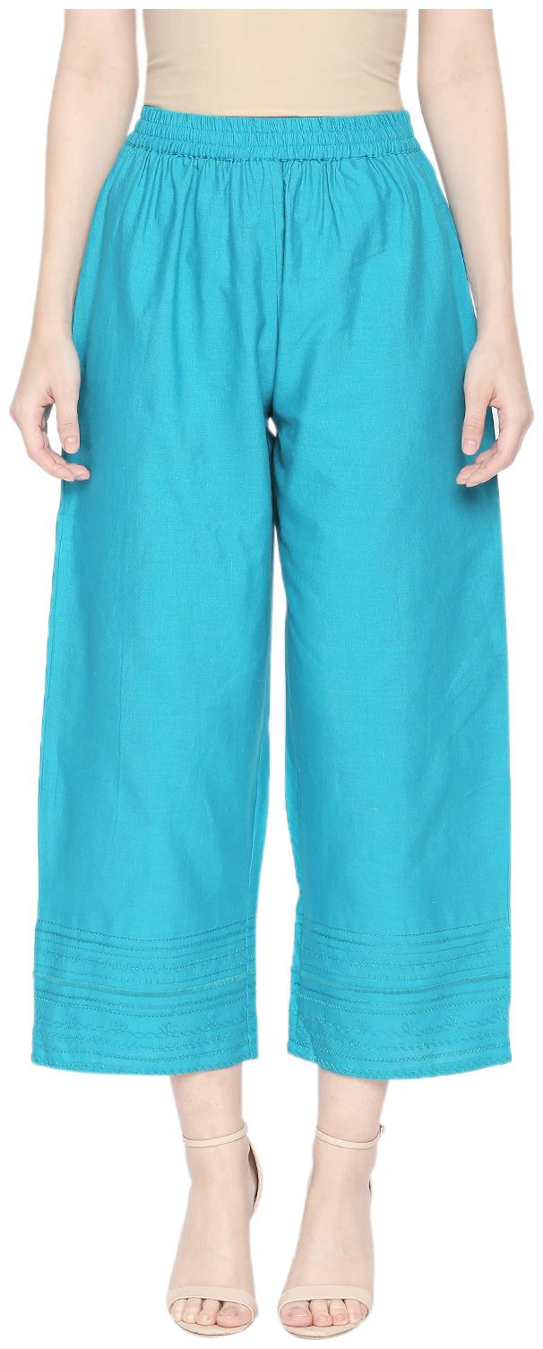 

Rangmanch By Pantaloons Women Turquoise Regular fit Regular pants
