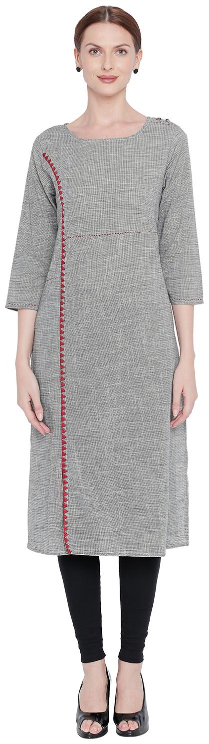 

Rangmanch By Pantaloons Women Black Striped Straight Kurta