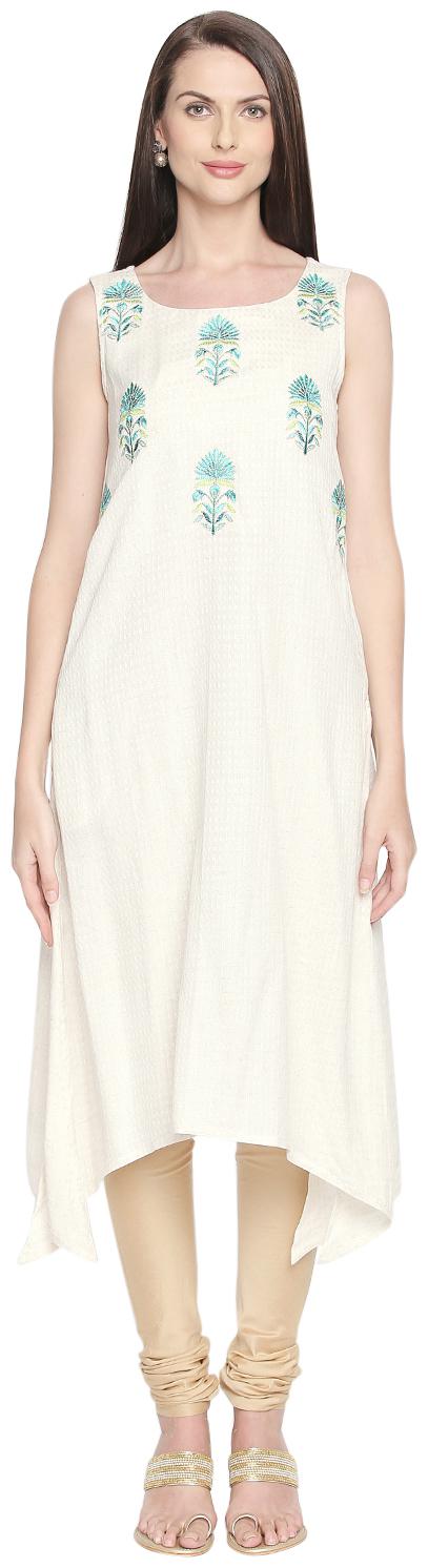 

Rangmanch By Pantaloons Women White Solid Layered Kurta