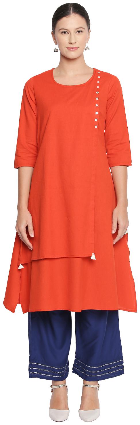 

Rangmanch By Pantaloons Women Maroon Solid Layered Kurta