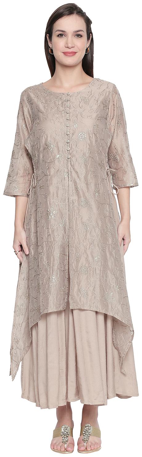 

Rangmanch By Pantaloons Gold Embroidered Shirt dress