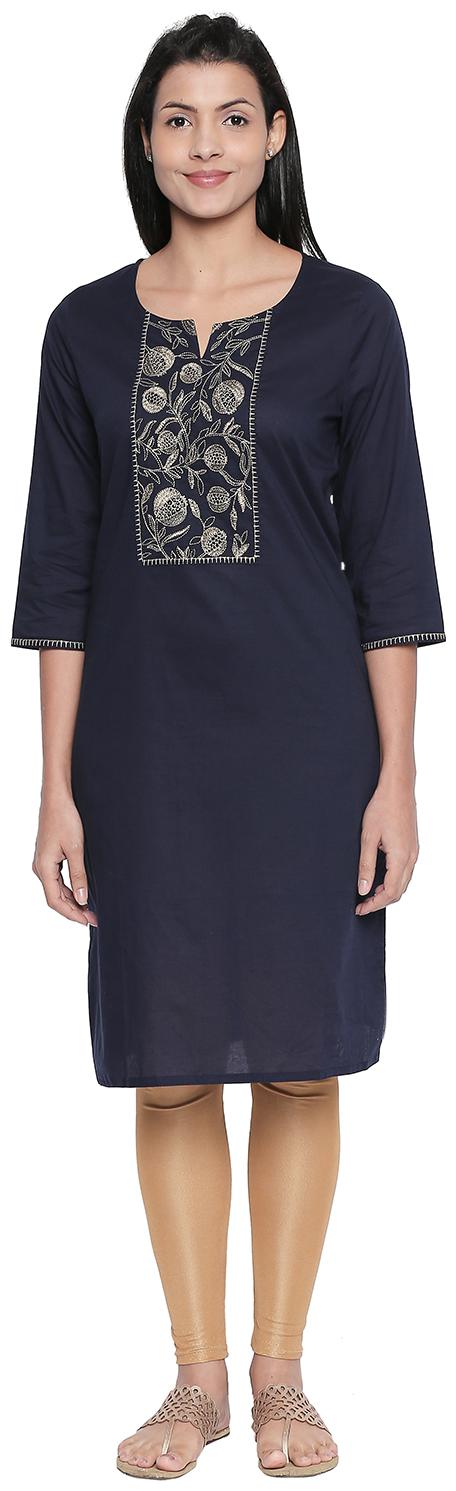 

Rangmanch By Pantaloons Women Blue Printed Straight Kurta