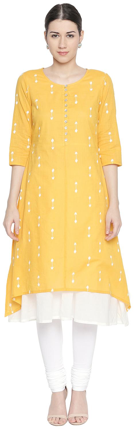 

Rangmanch By Pantaloons Women Yellow Solid Layered Kurta
