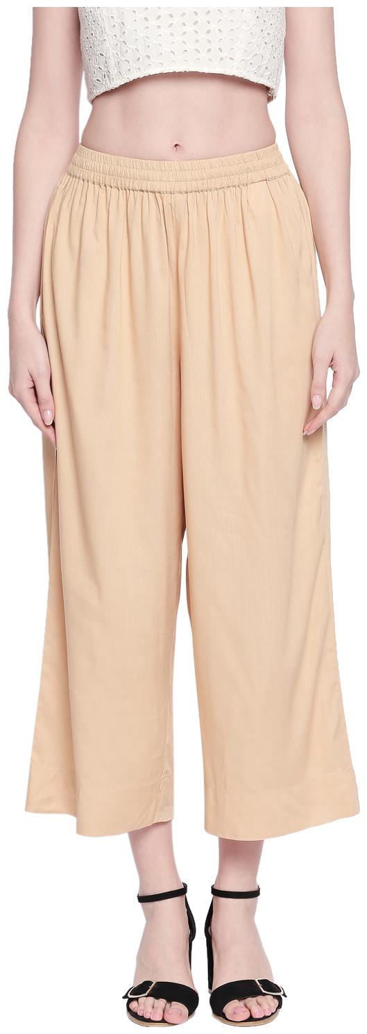 

Rangmanch By Pantaloons Golden Solid Wide Leg Palazzo