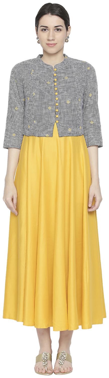 

Rangmanch By Pantaloons Women Yellow Solid Layered Kurta