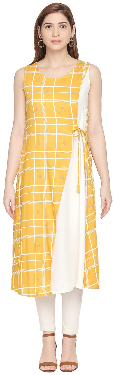 

Rangmanch By Pantaloons Women Yellow Solid Layered Kurta