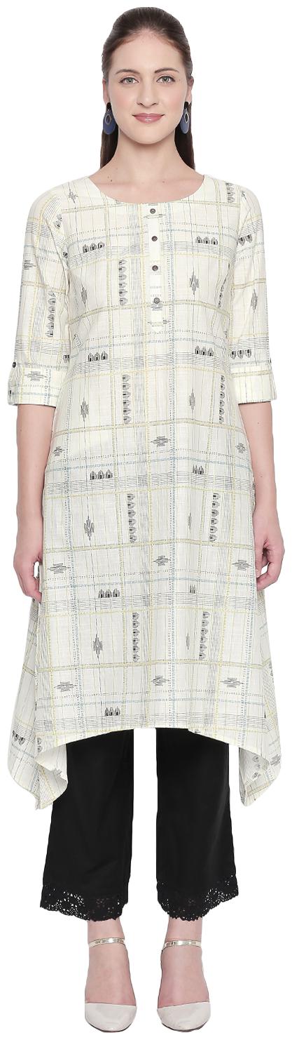 

Rangmanch By Pantaloons Women White Printed Straight Kurta
