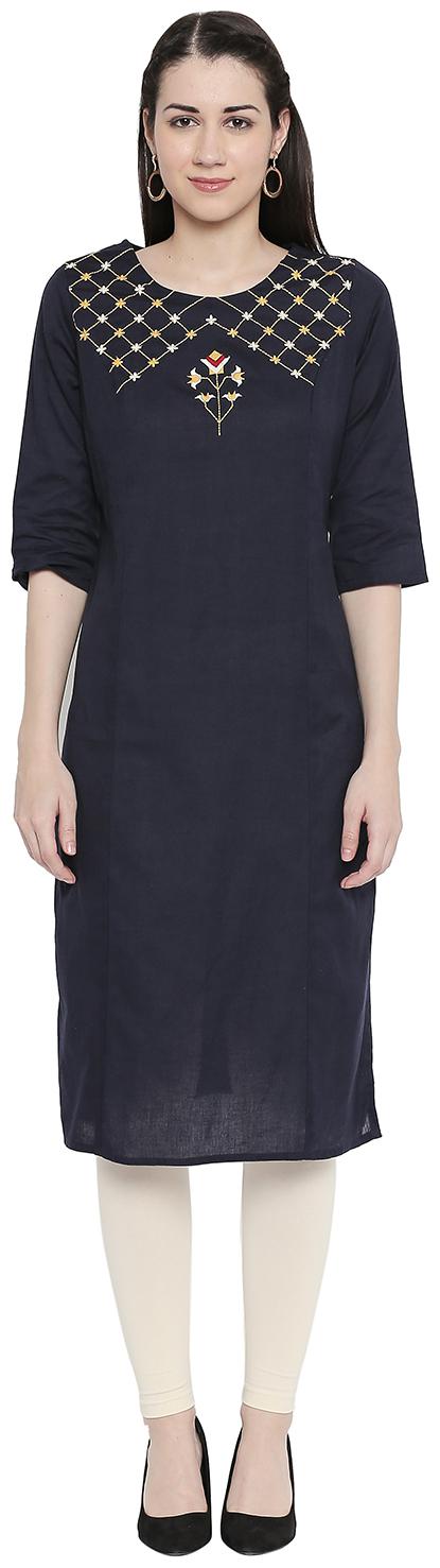 

Rangmanch By Pantaloons Women Blue Solid Straight Kurta