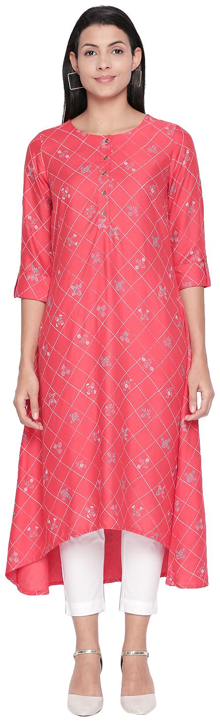 

Rangmanch By Pantaloons Women Red Printed Straight Kurta