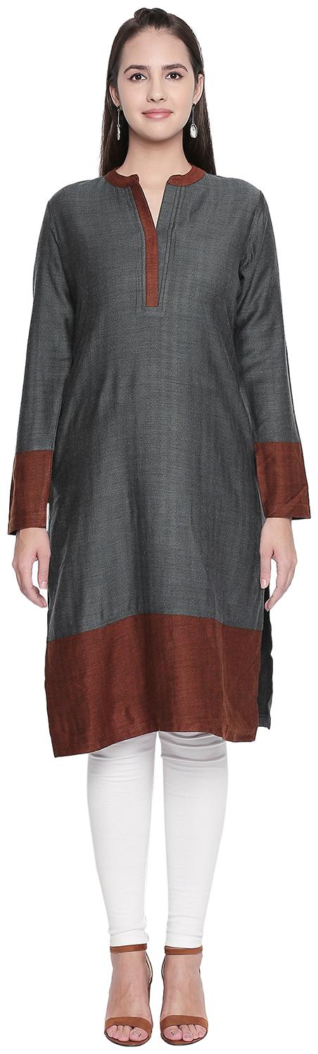 

Rangmanch By Pantaloons Women Grey Solid Straight Kurta