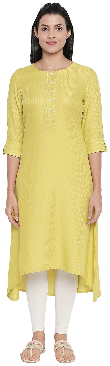 

Rangmanch By Pantaloons Women Green Solid Assymetrical Kurta