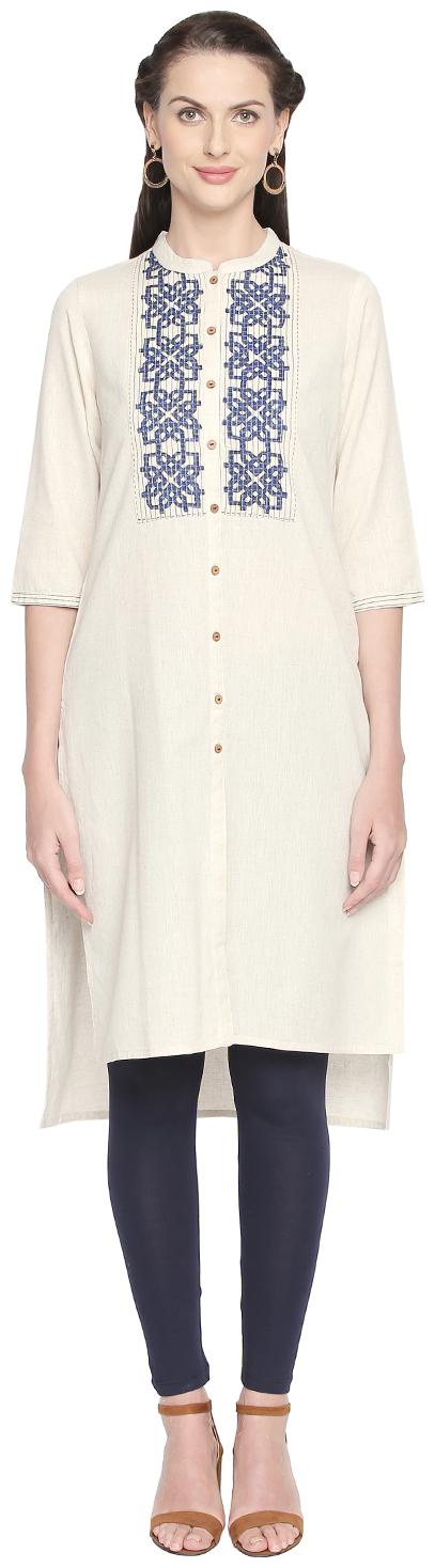 

Rangmanch By Pantaloons Women White Solid Straight Kurta