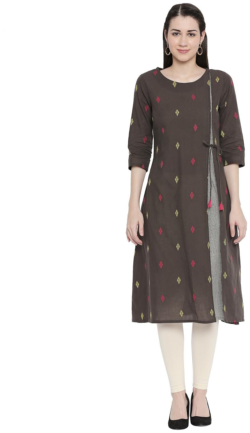 

Rangmanch By Pantaloons Women Grey Solid Layered Kurta