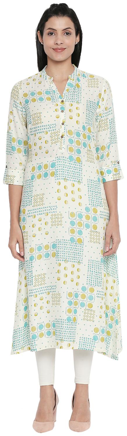 

Rangmanch By Pantaloons Women White Printed Straight Kurta
