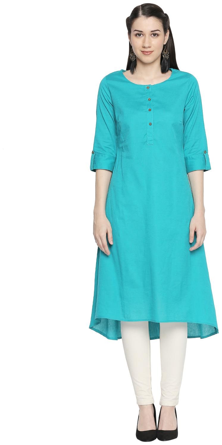 

Rangmanch By Pantaloons Women Blue Solid Assymetrical Kurta
