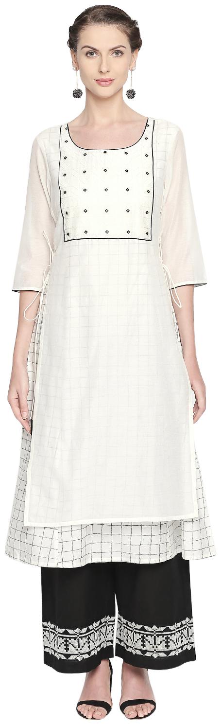 

Rangmanch By Pantaloons Women White Solid Layered Kurta