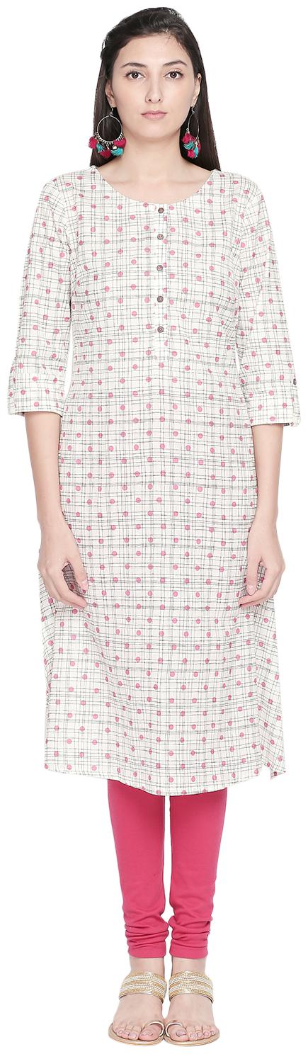 

Rangmanch By Pantaloons Women White Printed Straight Kurta