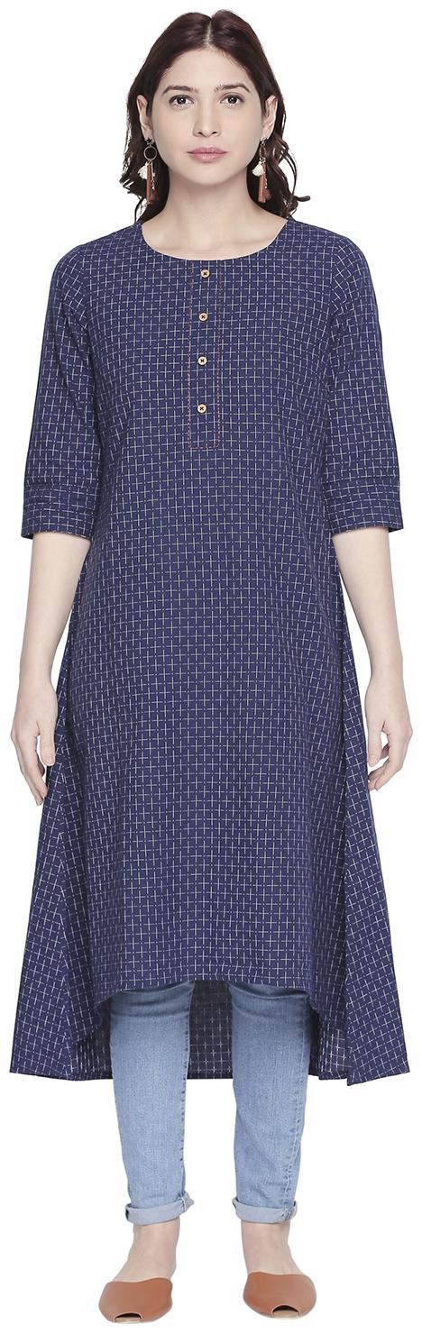 

Rangmanch By Pantaloons Women Blue Printed Straight Kurta