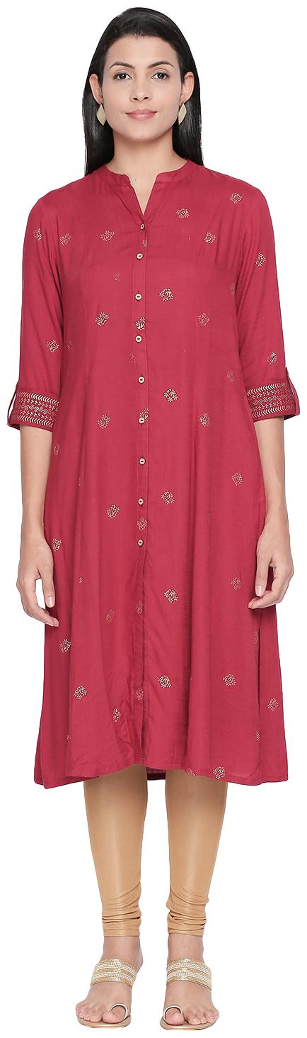 

Rangmanch By Pantaloons Women Red Printed Straight Kurta