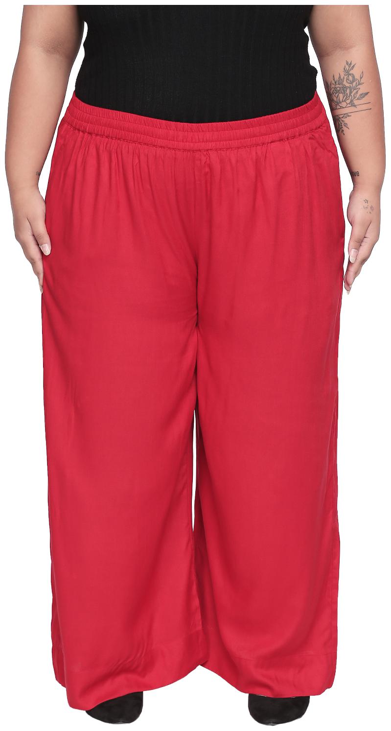 

Rangmanch Plus By Pantaloons Red Solid Straight Palazzo