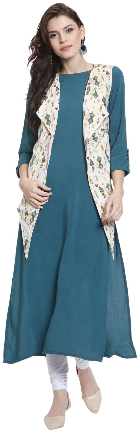 

Rangmayee Women Green Printed Straight Kurta