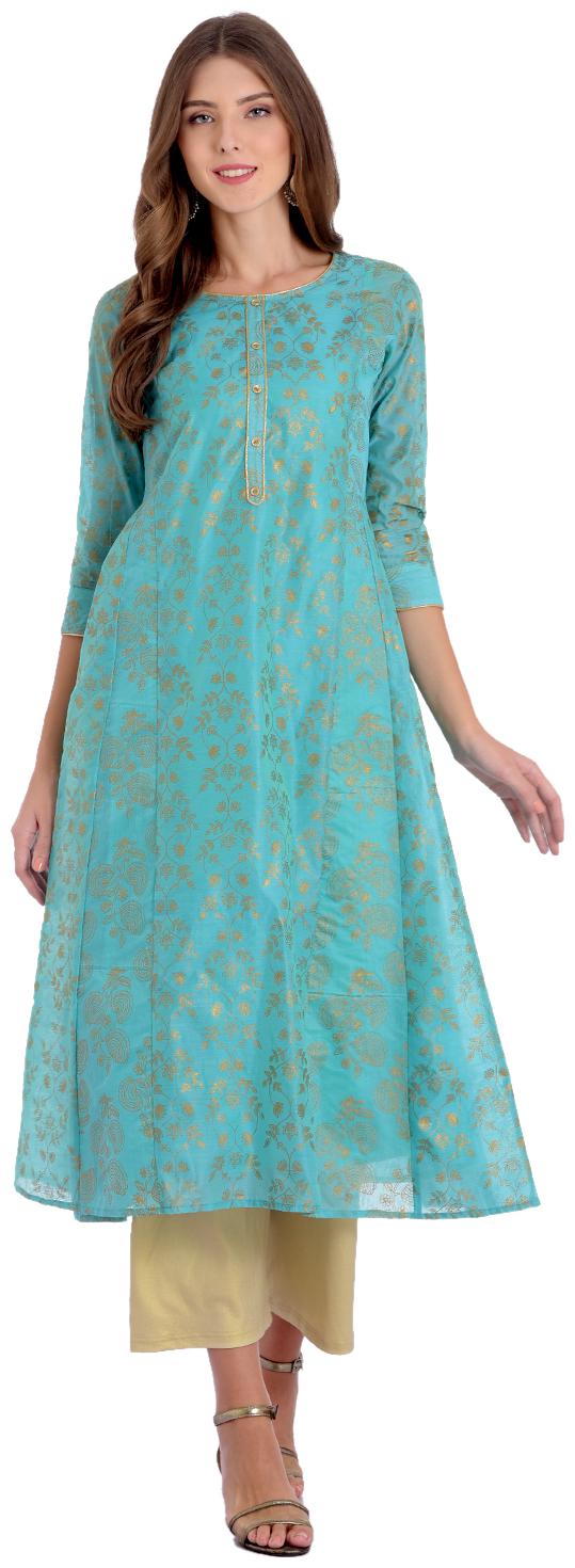 

Rangmayee Womens Cotton Upper Polyester Chanderi A-Line Kurta