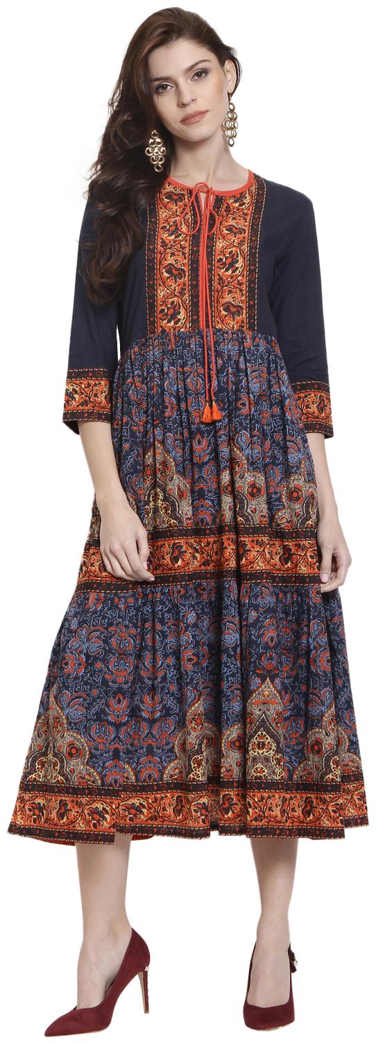 

Rangmayee Women Blue Floral Anarkali Kurta