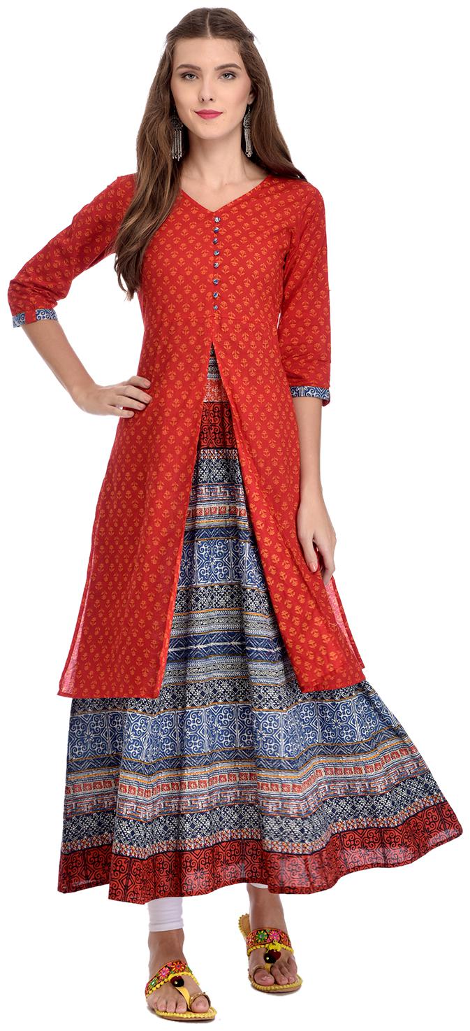 

Rangmayee Women Red Printed Anarkali Kurta