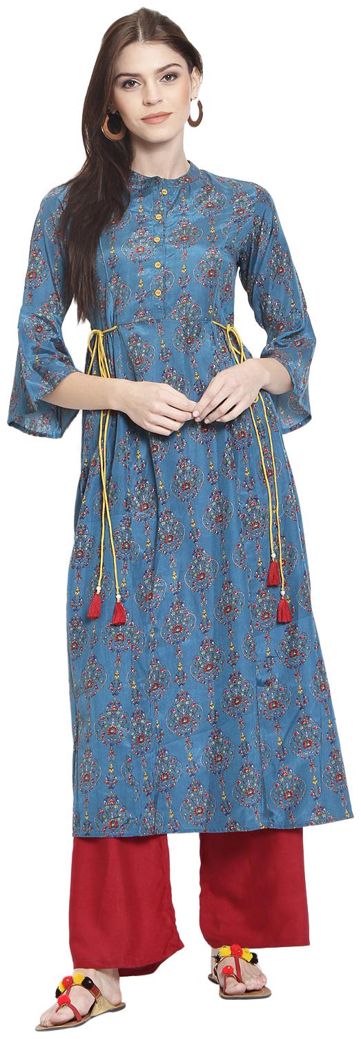

Rangmayee Women Blue Printed Anarkali Kurta