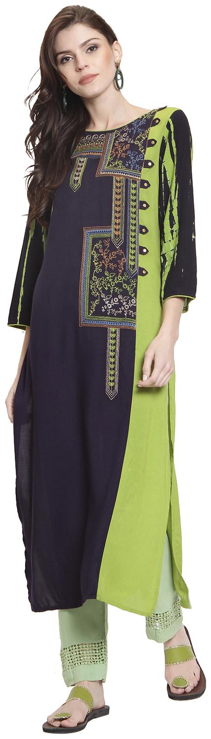 

Rangmayee Women Blue Solid Straight Kurta