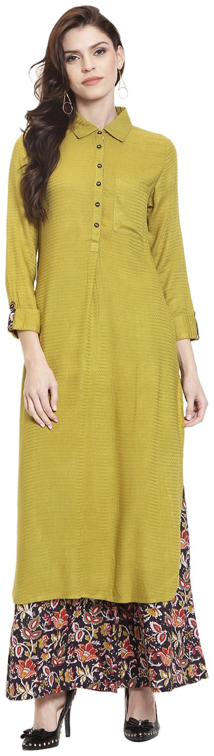

Rangmayee Women Yellow Solid Straight Kurta