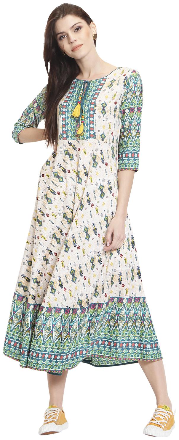 

Rangmayee Women White Printed Anarkali Kurta