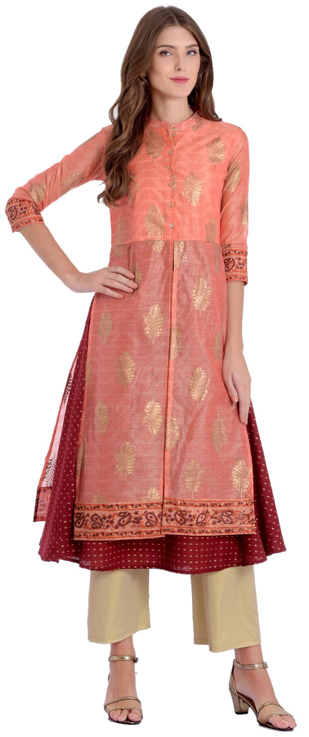 

Rangmayee Women Pink Printed Layered Kurta