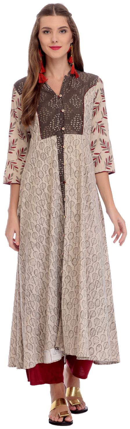

Rangmayee Womens Cotton kantha Printed A-Line Kurta