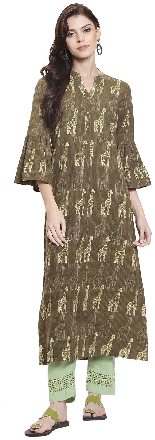 

Rangmayee Women Green Printed Anarkali Kurta