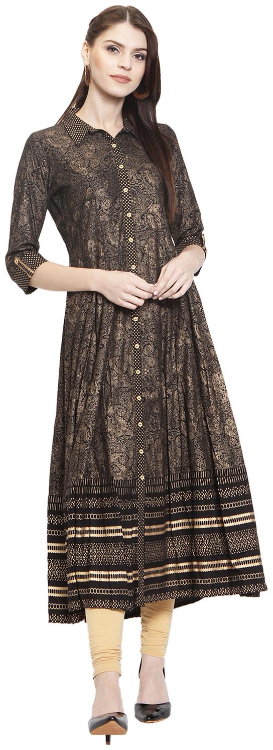 

Rangmayee Women Black Printed Anarkali Kurta