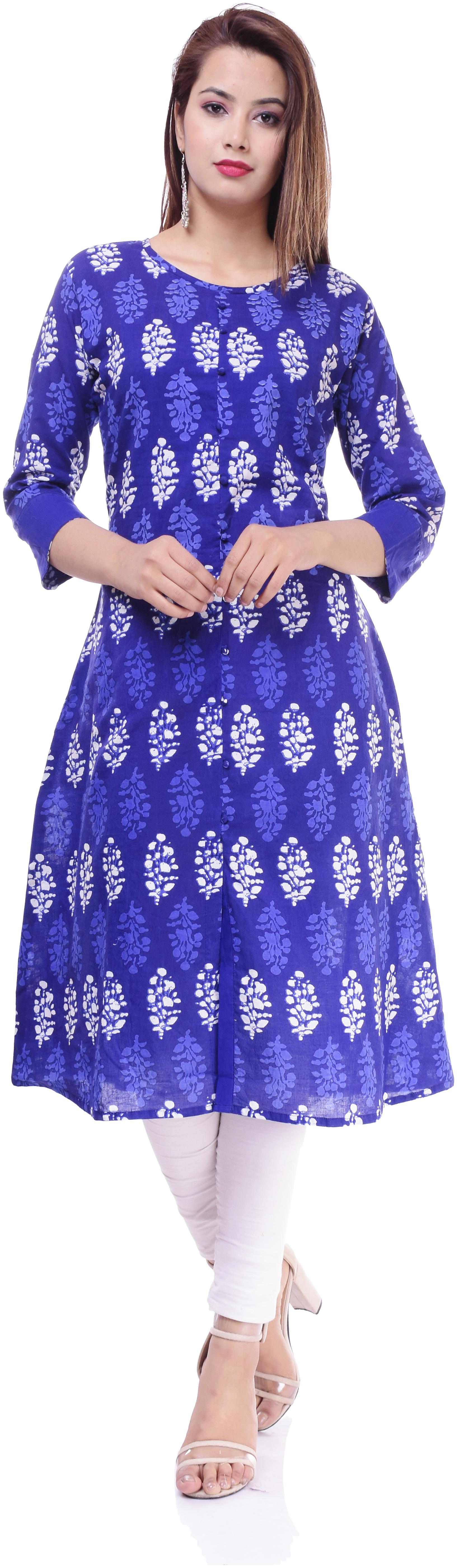 

Rangoli Jaipur Women Blue Ethnic Motifs Straight Kurta