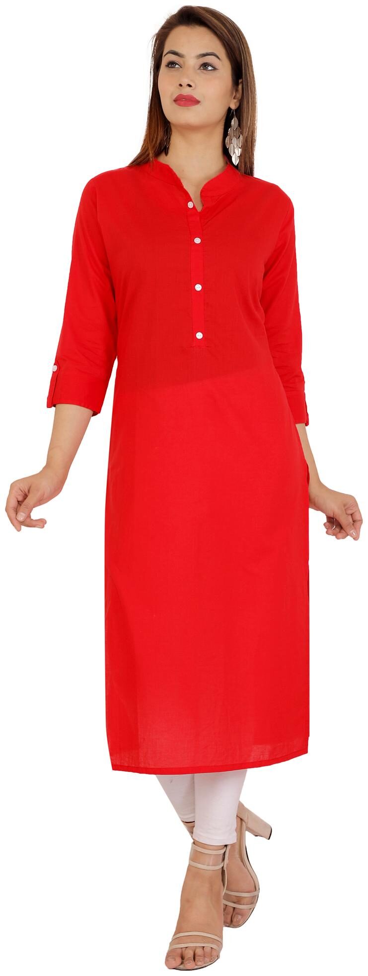 

Rangoli Jaipur Women Red Solid Straight Kurta