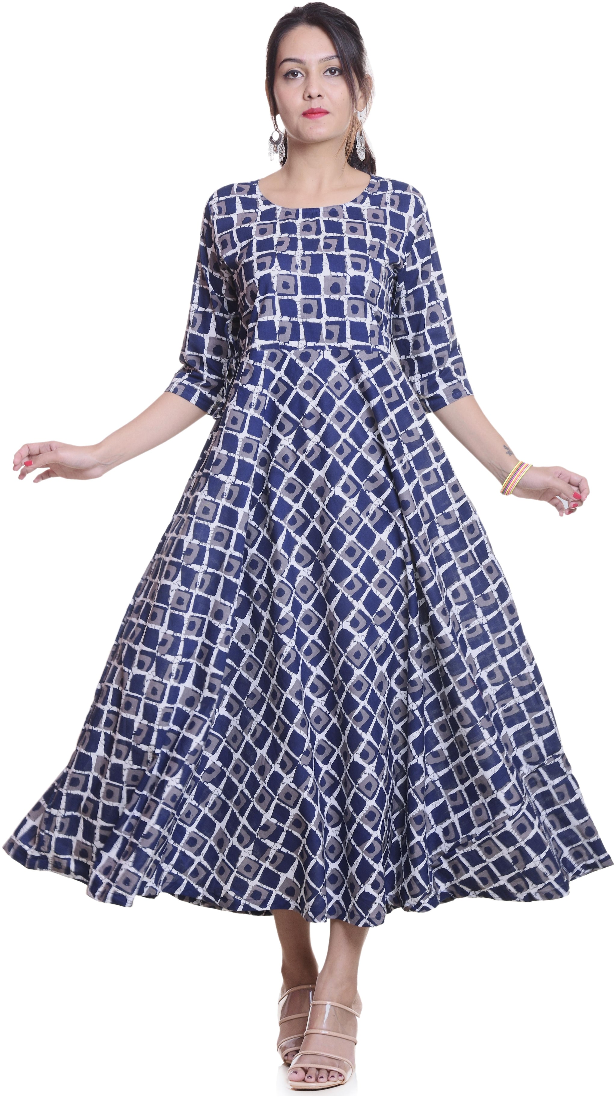 

Rangoli Jaipur Women Blue Abstract Anarkali Kurta