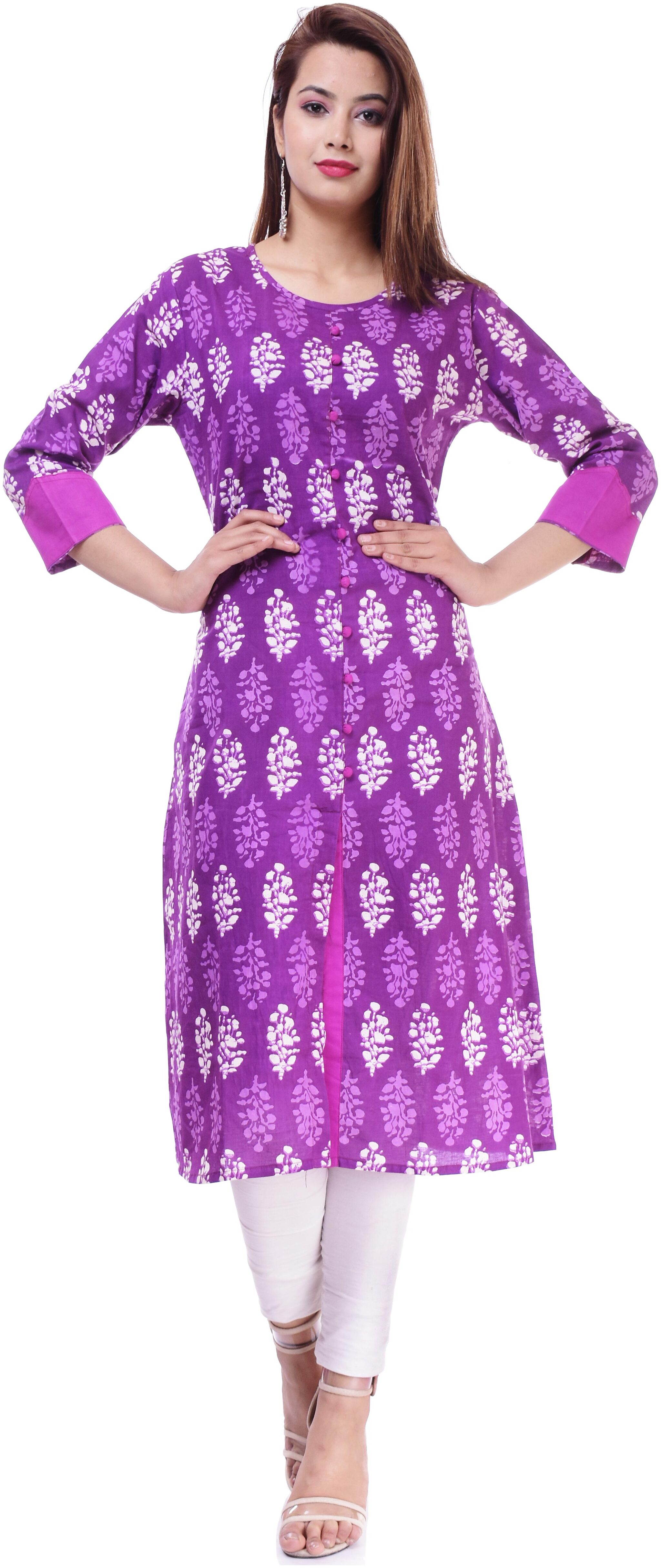 

Rangoli Jaipur Women Purple Ethnic Motifs Straight Kurta